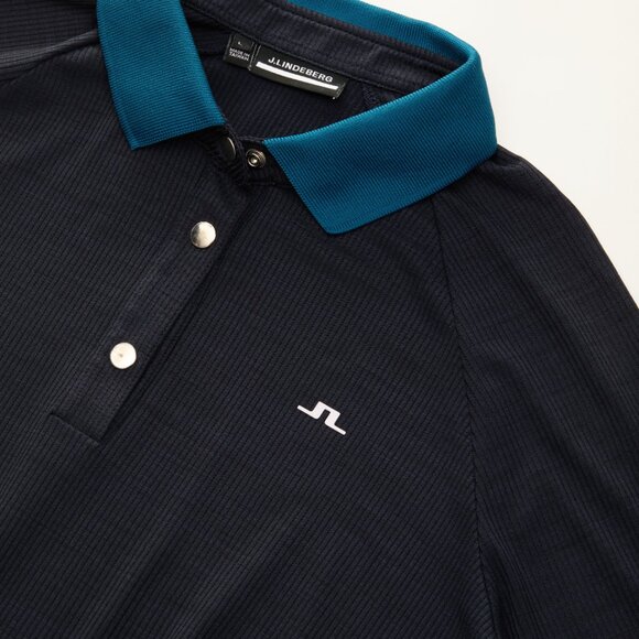 J Lindeberg Women's Shpresa Golf Polo with Teal Collar ⛳️🖤 - Picture 3 of 4